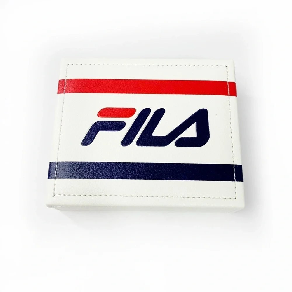 Fila Black Bifold Wallet • Logo Front • 7 Card Slots • ID Window • Gift Box